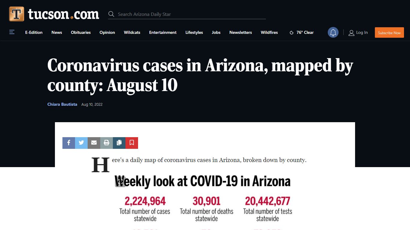 Coronavirus cases in Arizona, mapped by county: August 10